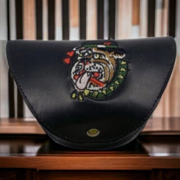 Ed Hardy Eyewear Black Embroidered Sunglass Case Skull Roses Bulldog Clo… - Picture 15 of 15